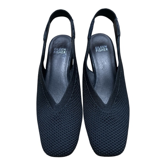 Eileen Fisher Shoes - Eileen Fisher Vasa Black Textured Knit Slingback Heels 6.5